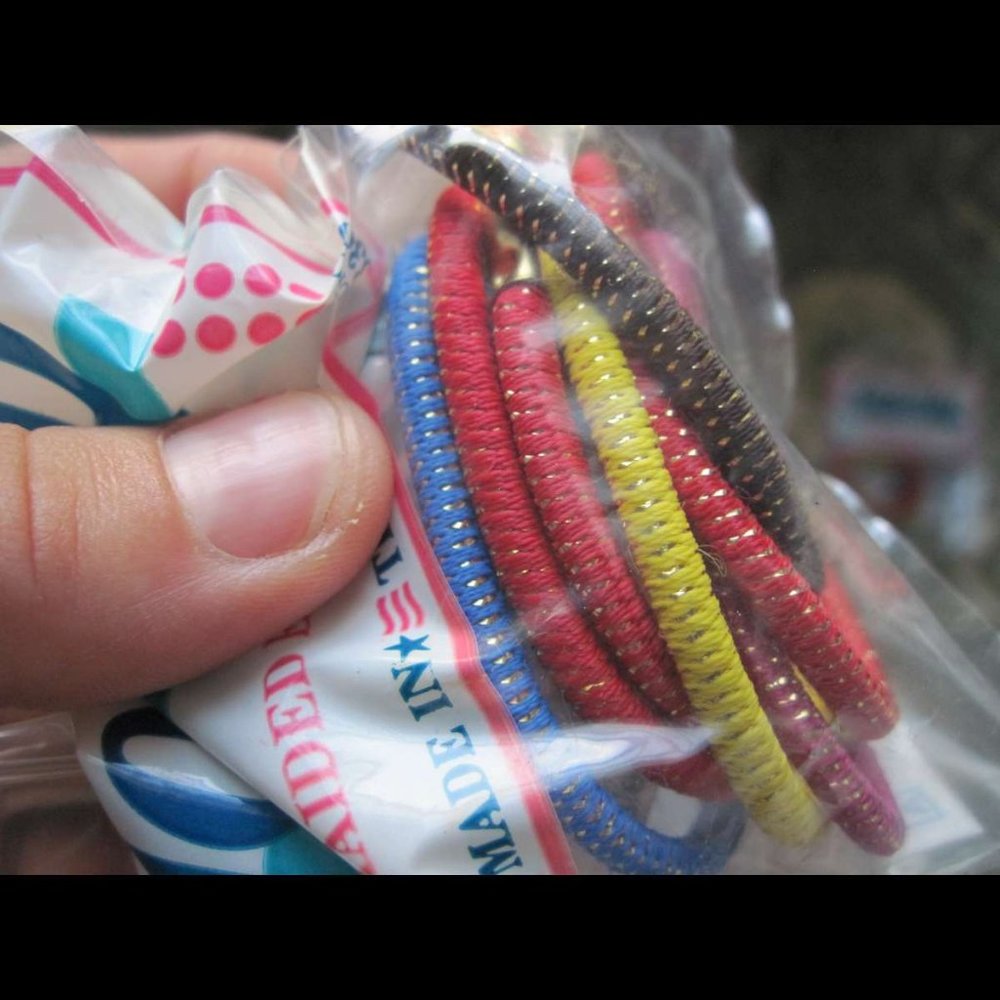 6 Goody 1990 U.S.A. Tinsel Woven With Metal Elastic Hair Bands Old Formula Mylar